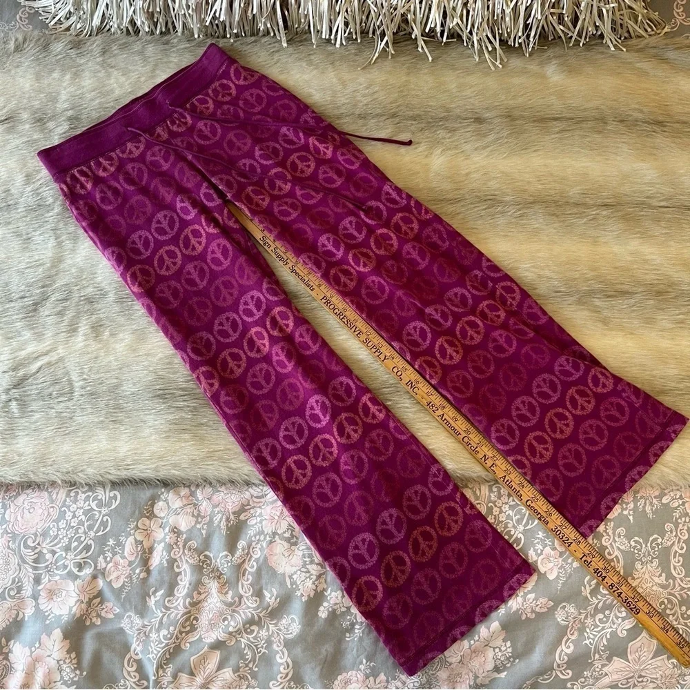 Y2K OLD NAVY Pink Purple Peace Sign Stretch Cotton Pajama Bottoms Loungewear XS